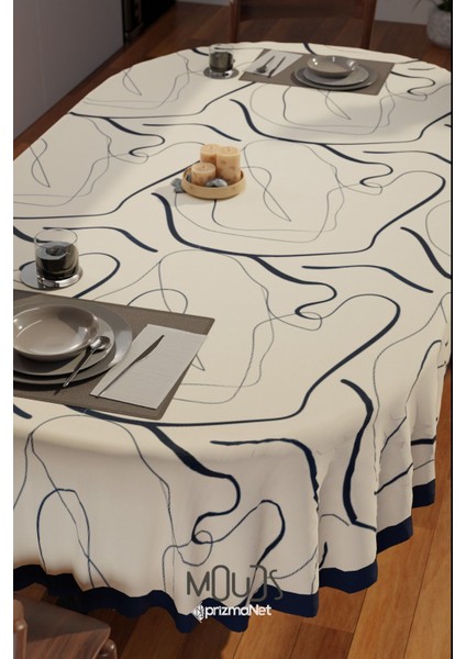 Omegu 4 Desenli Süet Kumaş Dertsiz Oval Masa Örtüsü modelleri