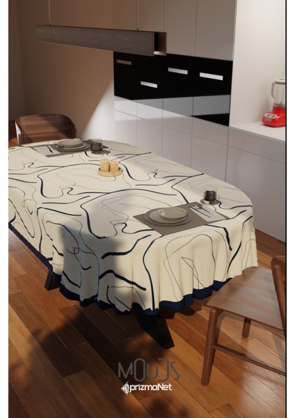 Omegu 4 Desenli Süet Kumaş Dertsiz Oval Masa Örtüsü fırsatları