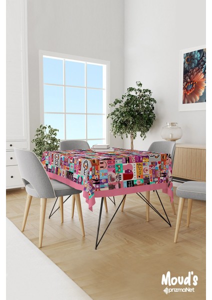 Music Board Desenli Süet Dertsiz Masa Örtüsü
