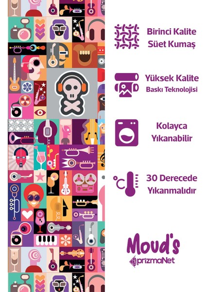 Music Board Desenli Süet Dertsiz Masa Örtüsü fiyatları