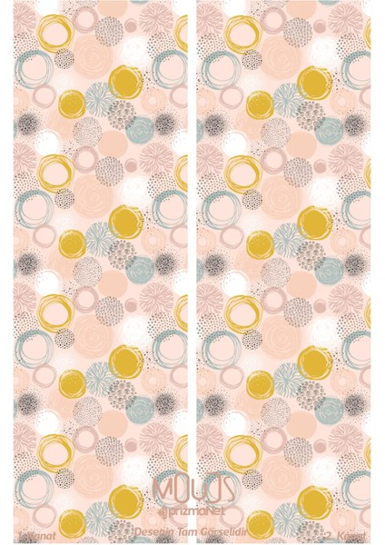 Xero Floral 1 Desenli Süet Oturma Odası Salon Fon Perde Baskılı Ekstrafor Büzgü 2 Kanat PRD-1081