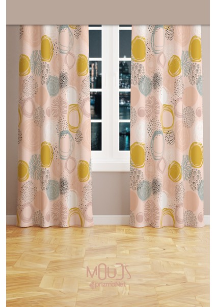 Xero Floral 1 Desenli Süet Oturma Odası Salon Fon Perde Baskılı Ekstrafor Büzgü 2 Kanat PRD-1081 fiyatları