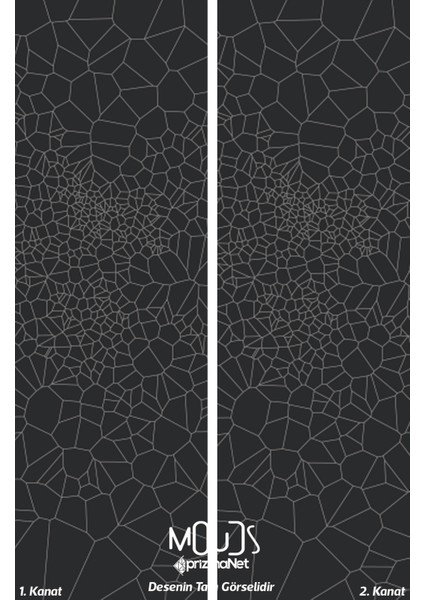 Grey Crystal Desenli Süet Oturma Odası Salon Fon Perde Baskılı Ekstrafor Büzgü 2 Kanat PRD-1079