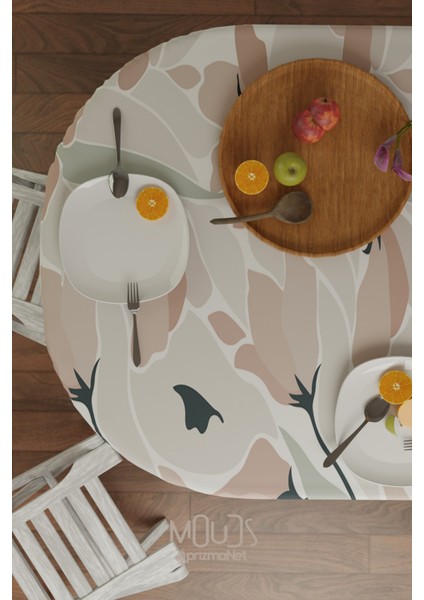 Mirror Flowers Çiçek Desenli Süet Kumaş Dertsiz Oval Masa Örtüsü fırsatları