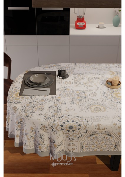 Anatolia 4 Desenli Süet Kumaş Dertsiz Oval Masa Örtüsü modelleri
