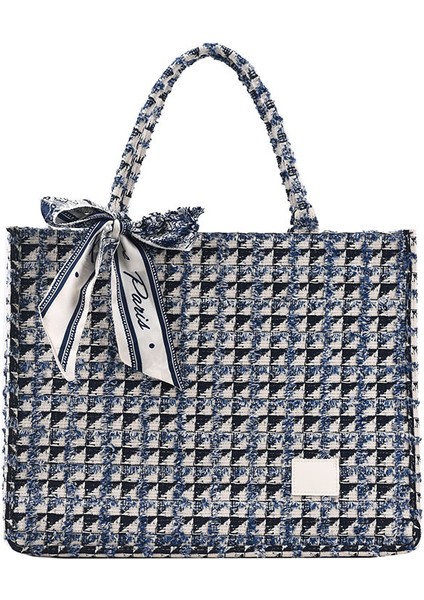 Büyük Kapasiteli Torba Ekose Tuval Crossbody Çanta Üst Düzey Taşınabilir Gidip Gelme Çantası (Yurt Dışından) fiyatları