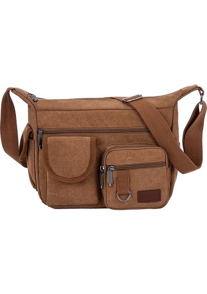 Business Postman Tuval Çanta Erkek Omuz Çantası Büyük Kapasiteli Crossbody Omuz Çantası (Yurt Dışından)