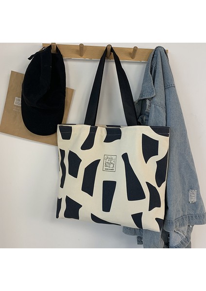 Kadınlar Omuz Sınıfı Üniversite Öğrencisi Kitabı Için Tuval Çantası Ins Zipper Portable Tuval Çantası (Yurt Dışından) fiyatları