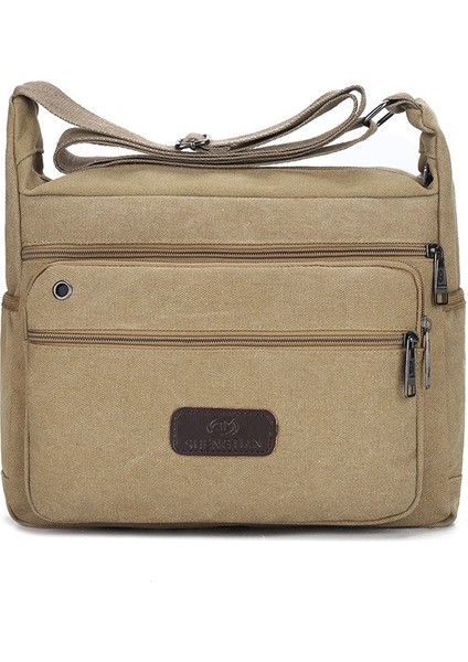 Square Business Postman Tuval Çanta Erkek Omuz Çantası Büyük Kapasiteli Crossbody Omuz Çantası (Yurt Dışından)