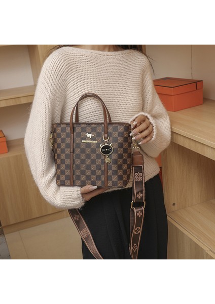 Dokulu Küçük Çanta Kadın Moda Niş Crossbody Çanta Taşınabilir Ekose Kova Çantası (Yurt Dışından)
