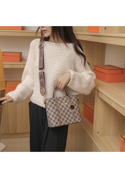 Dokulu Küçük Çanta Kadın Moda Niş Crossbody Çanta Taşınabilir Ekose Kova Çantası (Yurt Dışından)