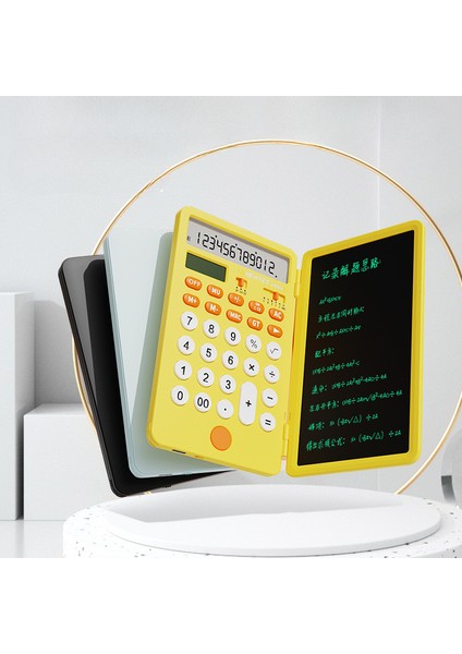 Mavi ve Beyaz Hesap Makinesi LCD Yazma Tablet Ilköğretim Okulu Iş Hediyesi Ofisi Çift Güç Kaynağı (Yurt Dışından)