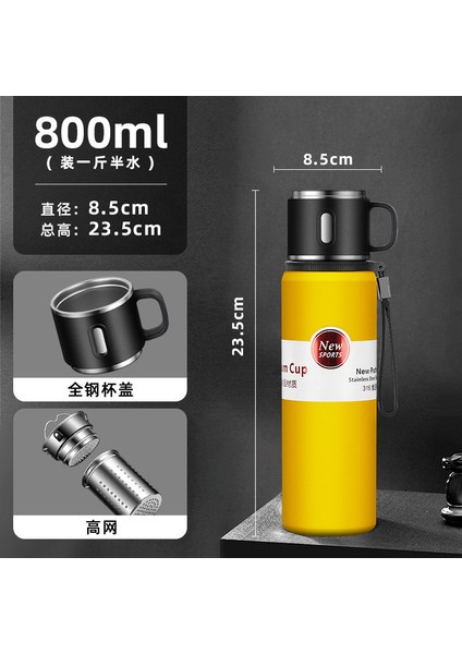 800ML Termos Bardak, Büyük Kapasiteli, Erkekler ve Kadınlar Için Taşınabilir 316 Paslanmaz Çelik Çay Bardağı (Yurt Dışından)
