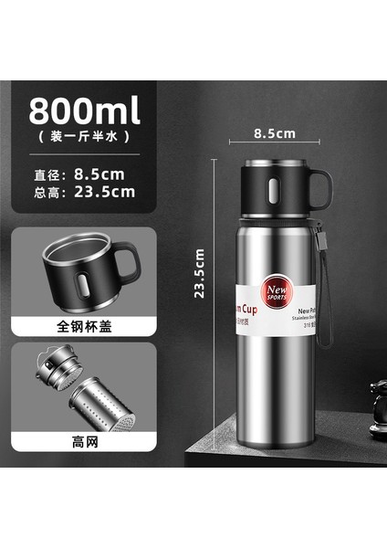 800ML Termos Bardak, Büyük Kapasiteli, Erkekler ve Kadınlar Için Taşınabilir 316 Paslanmaz Çelik Çay Bardağı (Yurt Dışından)