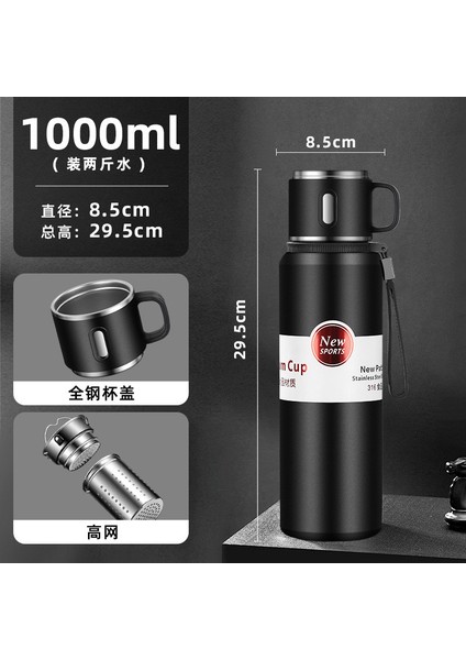 1000 ml Termos Bardak, Büyük Kapasiteli, Erkekler ve Kadınlar Için Taşınabilir 316 Paslanmaz Çelik Çay Bardağı (Yurt Dışından)