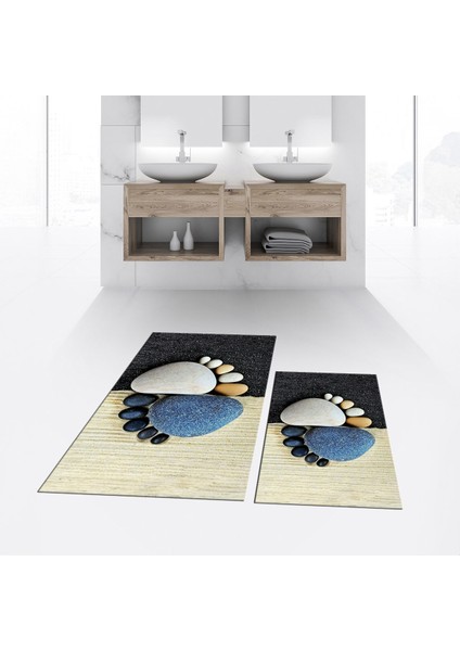 Dijital Baskılı Kaymaz Taban Yıkanabilir Ikili Banyo Paspas Klozet Takımı, V-Klozet-17-Renkli, fiyatları