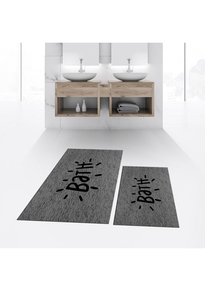 Dijital Baskılı Kaymaz Taban Yıkanabilir Ikili Banyo Paspas Klozet Takımı, V-Klozet-09-Gri, fiyatları