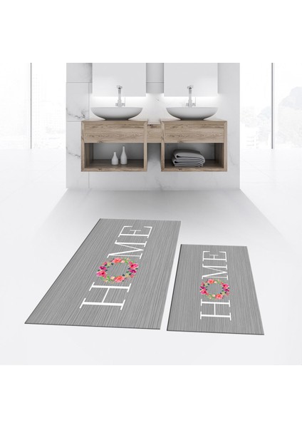 Dijital Baskılı Kaymaz Taban Yıkanabilir Ikili Banyo Paspas Klozet Takımı, V-Klozet-12-Gri, fiyatları