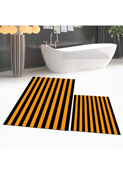 Dijital Baskılı Kaymaz Taban Yıkanabilir Ikili Banyo Paspas Klozet Takımı, V-Klozet-50-Turuncu, fiyatları