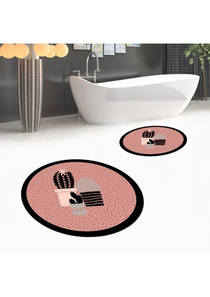 Dijital Baskılı Kaymaz Yıkanabilir Yuvarlak Ikili Banyo Paspas Klozet Takımı, V-Y-Klozet-22-Pembe, fiyatları