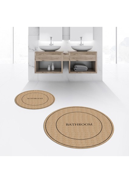 Dijital Baskılı Kaymaz Yıkanabilir Yuvarlak Ikili Banyo Paspas Klozet Takımı, V-Y-Klozet-04-Kahve, fiyatları