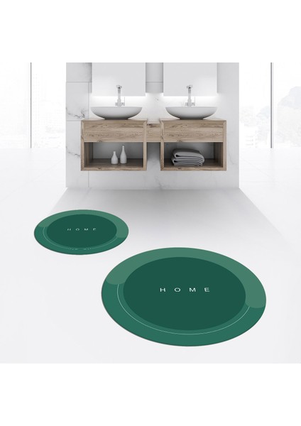 Dijital Baskılı Kaymaz Yıkanabilir Yuvarlak Ikili Banyo Paspas Klozet Takımı, V-Y-Klozet-03-Yeşil, fiyatları