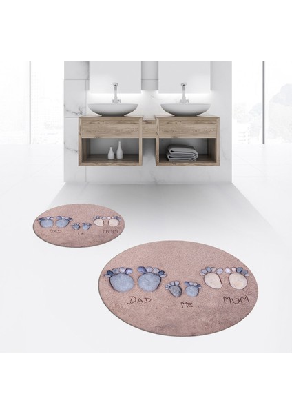 Dijital Baskılı Kaymaz Yıkanabilir Yuvarlak Ikili Banyo Paspas Klozet Takımı, V-Y-Klozet-16-Mavi, fiyatları