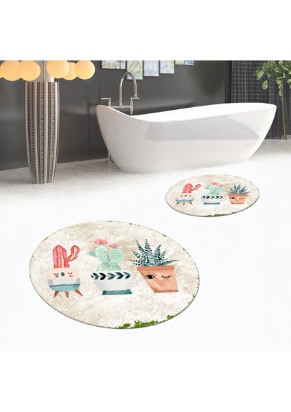Dijital Baskılı Kaymaz Yıkanabilir Yuvarlak Ikili Banyo Paspas Klozet Takımı, V-Y-Klozet-24-Kahve, fiyatları