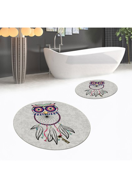 Dijital Baskılı Kaymaz Yıkanabilir Yuvarlak Ikili Banyo Paspas Klozet Takımı, V-Y-Klozet-35-Gri, fiyatları