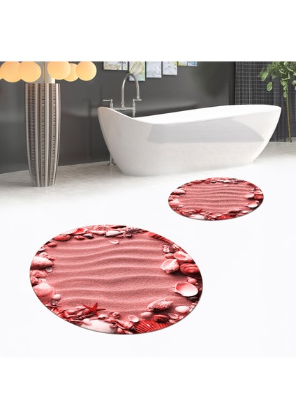 Dijital Baskılı Kaymaz Yıkanabilir Yuvarlak Ikili Banyo Paspas Klozet Takımı, V-Y-Klozet-47-Kırmızı, fiyatları