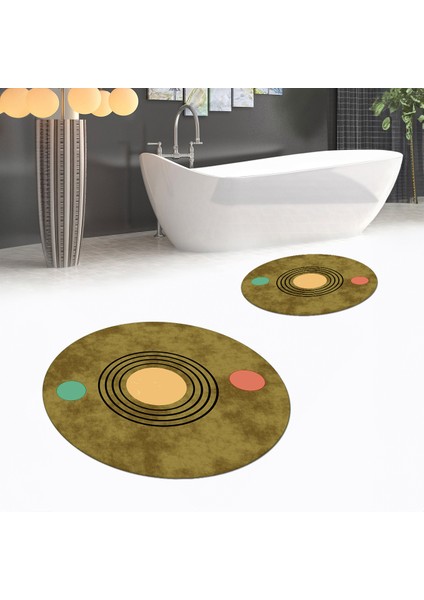 Dijital Baskılı Kaymaz Yıkanabilir Yuvarlak Ikili Banyo Paspas Klozet Takımı, V-Y-Klozet-49-Kahve, fiyatları