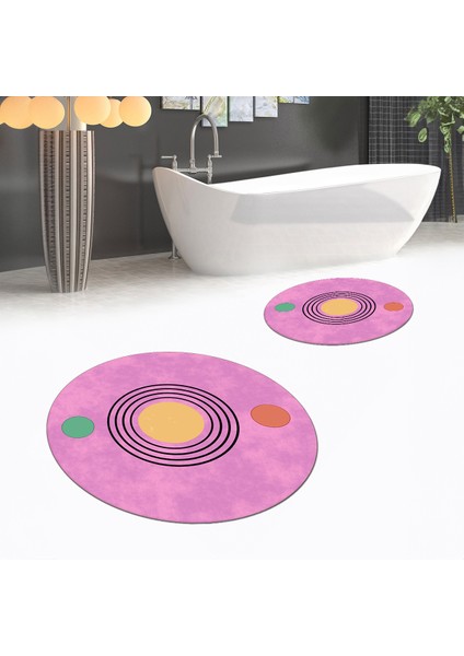 Dijital Baskılı Kaymaz Yıkanabilir Yuvarlak Ikili Banyo Paspas Klozet Takımı, V-Y-Klozet-49-Pembe, fiyatları