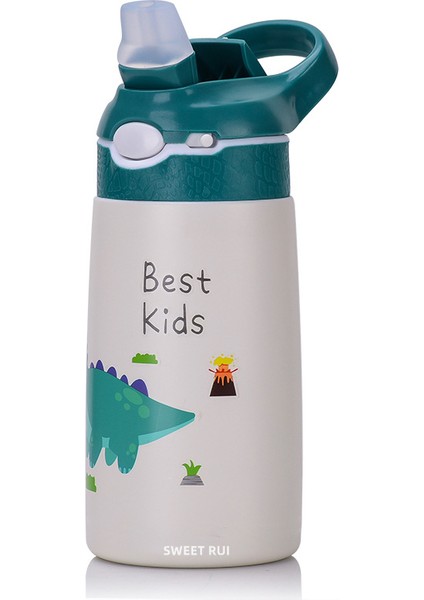 Çocuklar Su Şişesi 400ML Pipetli Bpa Içermeyen Paslanmaz Çelik Içecek Şişesi Termos (Yurt Dışından)