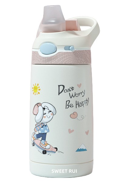 Çocuk Su Şişesi, Dijital Göstergeli 380 ml Pipetli, Bpa Içermeyen Paslanmaz Çelik Içecek Şişesi Termosu (Yurt Dışından)