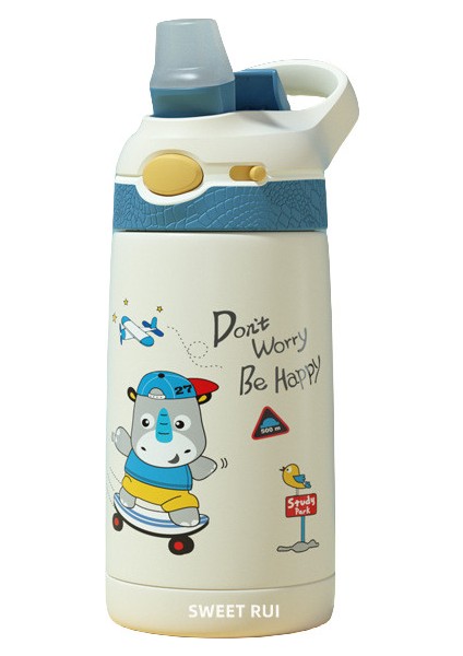 Çocuk Su Şişesi, Dijital Göstergeli 380 ml Pipetli, Bpa Içermeyen Paslanmaz Çelik Içecek Şişesi Termosu (Yurt Dışından)