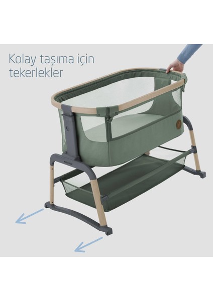 Iora Air Sallanabilen Ahşap Görünümlü Anne Yanı Beşik Beyond Green