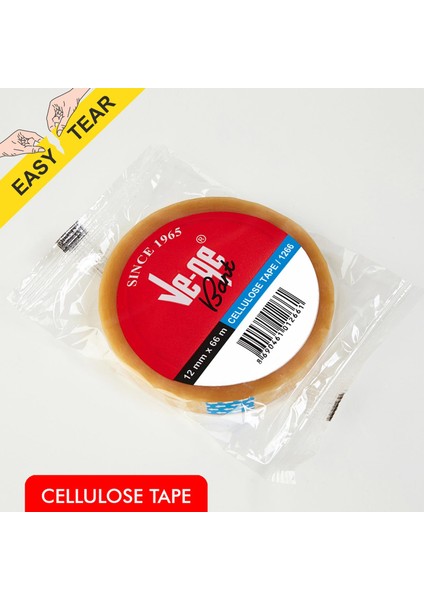Vege 12X66 mt Selefon Bant(Cellulose Tape) 3 Adet