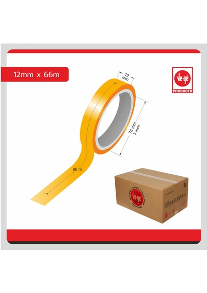 Vege 12X66 mt Selefon Bant(Cellulose Tape) 3 Adet