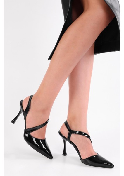 Nua Siyah Rugan Topuklu Ayakkabı modelleri