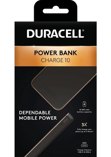 10.000MAH Powerbank Pd 18W ( Usb-A, Usb-C ) - Siyah