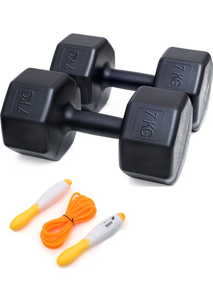 Ps Spor 7 kg Dambıl x 2 Adet = 14 kg +  Sayaçlı Atlama Ipi