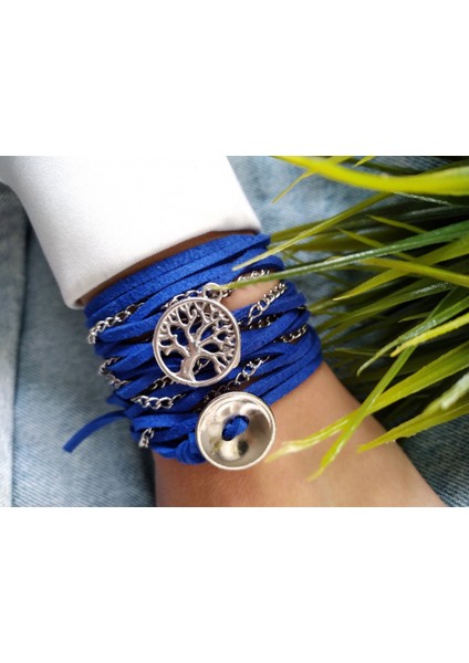 Süet Wrap Bileklik - Indigo