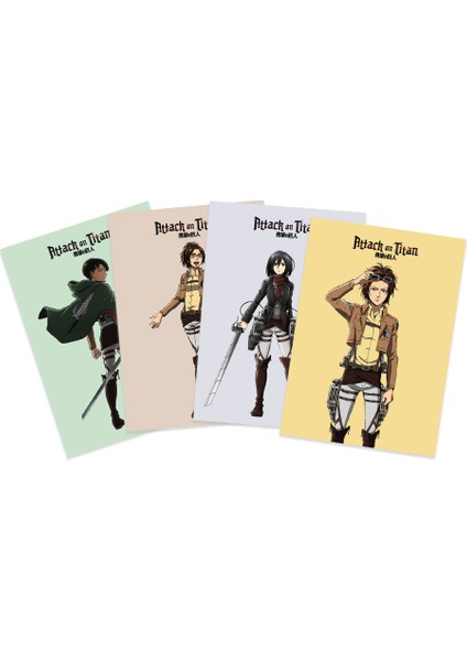 Anime Serisi Attack On Titan Poster Kart 4'lü Set