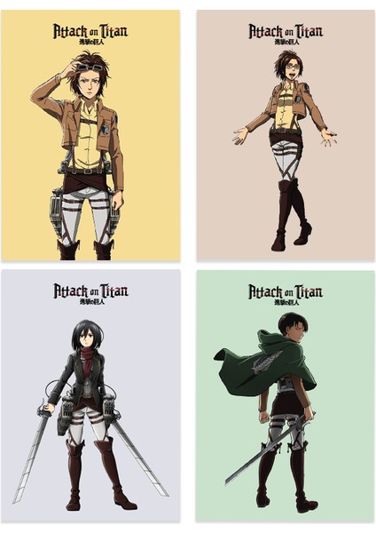 Anime Serisi Attack On Titan Poster Kart 4'lü Set fiyatları