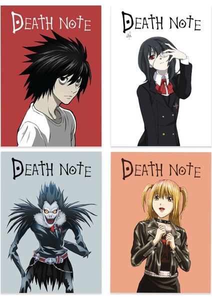 Anime Serisi Death Note Poster Kart 4'lü Set fiyatları