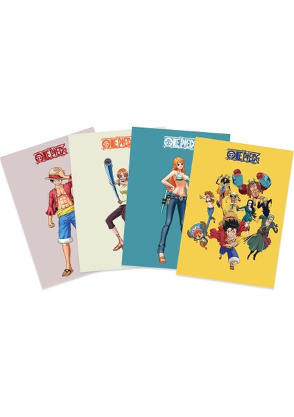 Anime Serisi One Piece Poster Kart 4'lü Set