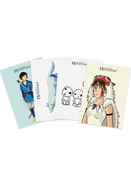 Anime Serisi Princess Mononoke Poster Kart 4'lü Set