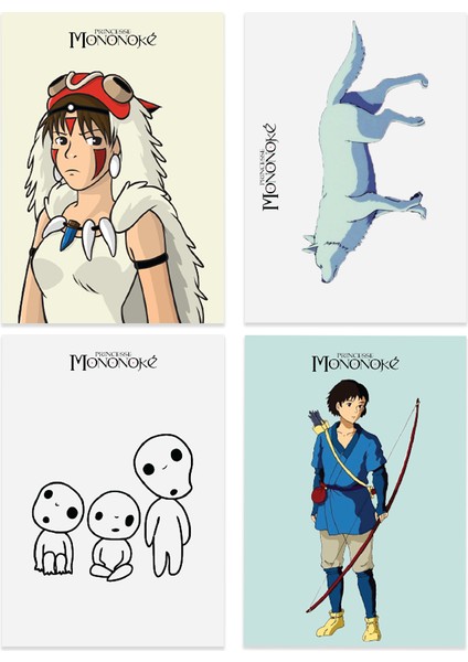 Anime Serisi Princess Mononoke Poster Kart 4'lü Set fiyatları