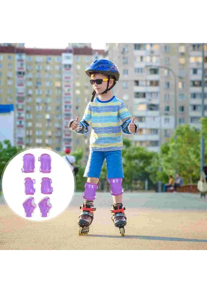 Mor Tarzı 1 Takım Paten Koruma Dişlisi Özel Spor Koruyucu Spor Kombinasyonu Koruyucular Çocuk Çocuklar Için (Yurt Dışından)