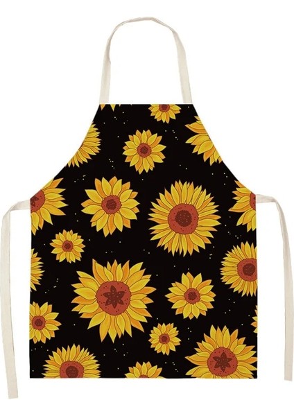 2WQ-46287-017 Stili Unflower Desen Temizleme Sanatı Yeşil Önlükler 53*65 cm Ev Pişirme Bel Önlüğü Pamuk Keten Komik Önlük Temizleme Araçları (Yurt Dışından)